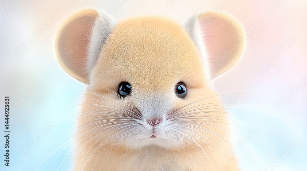 Obraz premium Cute, fluffy, light orange mouse face