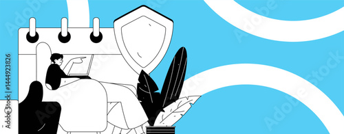 Business network security character flat vector concept operation hand drawn illustration
