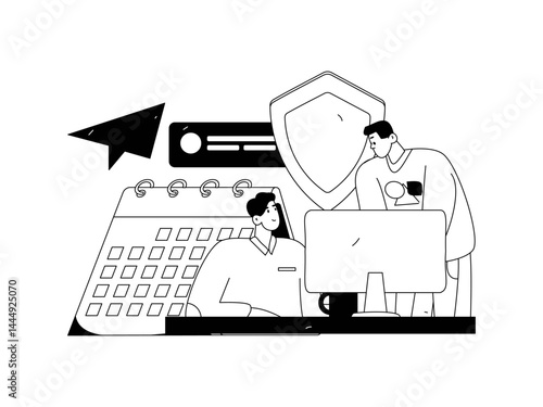 Business network security character flat vector concept operation hand drawn illustration
