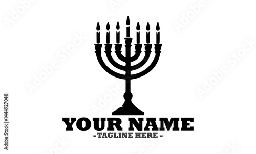 Hanukkah menorah with candles isolated on transparent background, illustration hanukkah menorah concept, hanukkah menorah vector design and logo art