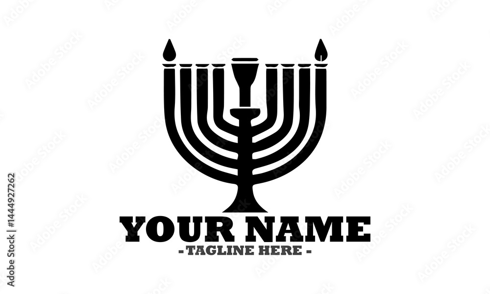 Obraz premium Hanukkah menorah with candles isolated on transparent background, illustration hanukkah menorah concept, hanukkah menorah vector design and logo art
