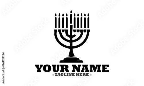 Hanukkah menorah with candles isolated on transparent background, illustration hanukkah menorah concept, hanukkah menorah vector design and logo art