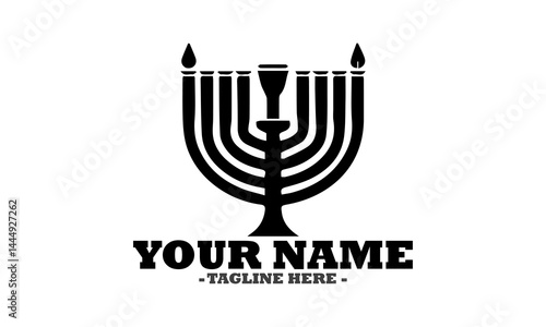 Hanukkah menorah with candles isolated on transparent background, illustration hanukkah menorah concept, hanukkah menorah vector design and logo art