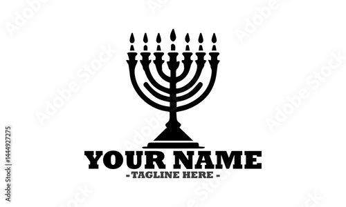 Hanukkah menorah with candles isolated on transparent background, illustration hanukkah menorah concept, hanukkah menorah vector design and logo art