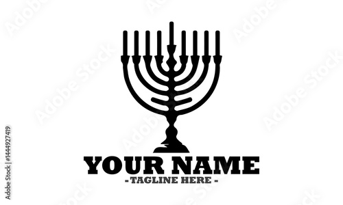 Hanukkah menorah with candles isolated on transparent background, illustration hanukkah menorah concept, hanukkah menorah vector design and logo art