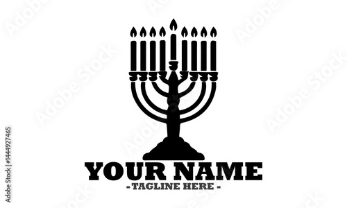 Hanukkah menorah with candles isolated on transparent background, illustration hanukkah menorah concept, hanukkah menorah vector design and logo art