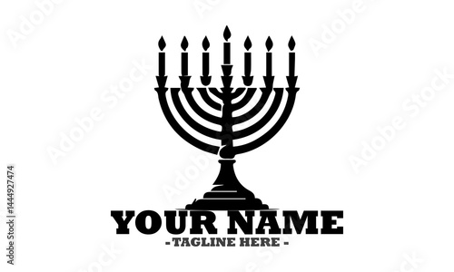 Hanukkah menorah with candles isolated on transparent background, illustration hanukkah menorah concept, hanukkah menorah vector design and logo art