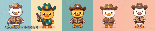 cute duck vector in sheriff costume