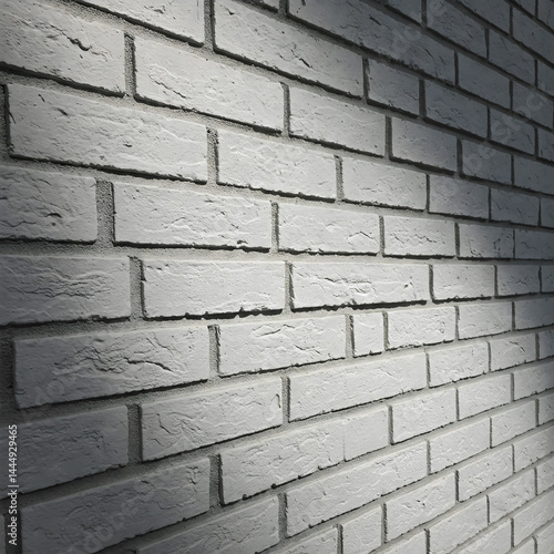 Obraz na płótnie Light gray brick wall with visible mortar and a textured surface, shown in a slightly angled view w salonie