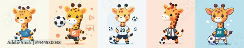 cute giraffe vector playing ball
