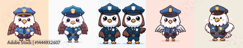 cute eagle vector in police costume