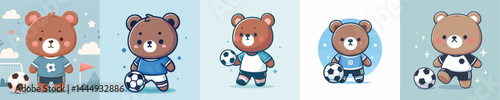cute bear vector playing ball