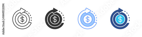 Return Of Investment Multi Style Icon Set Vector 