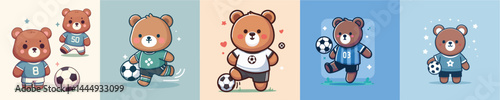 cute bear vector playing ball