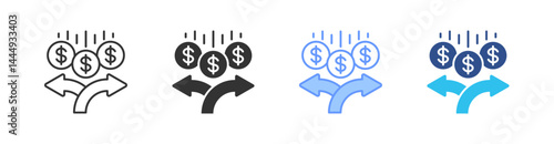 Stock Split Multi Style Icon Set Vector 