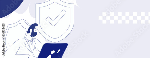 Business network security character flat vector concept operation hand drawn illustration
