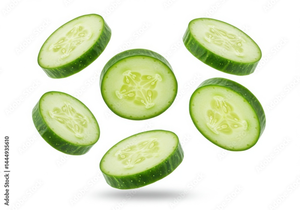 Cucumber slices arranged nicely isolated on white background Cucumber slices arranged nicely isolated on white background