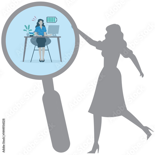 businesswoman with shadow exploring himself