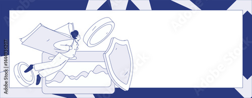 Business network security character flat vector concept operation hand drawn illustration
