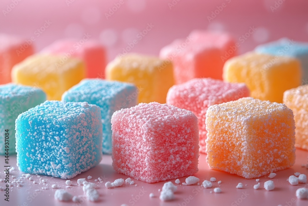 Colorful, square, sugary treats Colorful, square, sugary treats