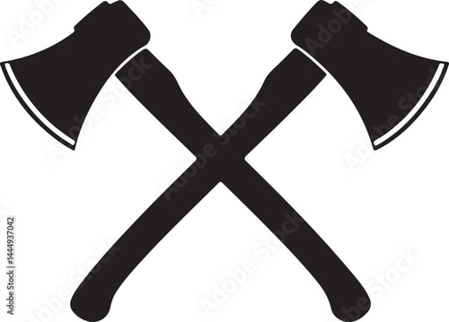 Crossed axes isolated on white background. Design element for logo,label,emblem,sign, poster. Vector illustration