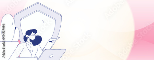 Business network security character flat vector concept operation hand drawn illustration
