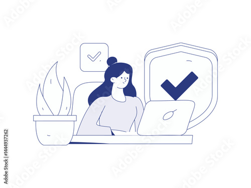 Business network security character flat vector concept operation hand drawn illustration
