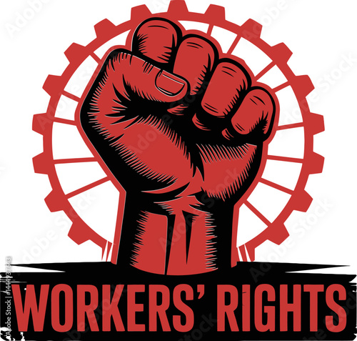 Workers’ rights red fist emblem – labor movement art