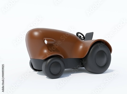 3d rendering illustration of modern tractor cartoon on white background with shadow