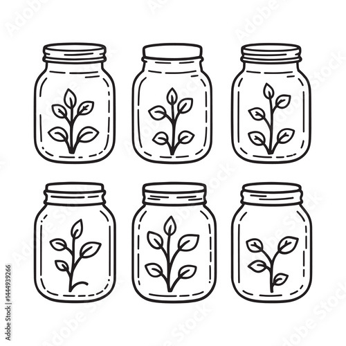 Illustration of money plant in economy savings jar