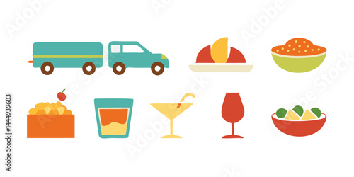 Collection d'icônes de nourriture et de boissons mexicaines du Cinco de Mayo