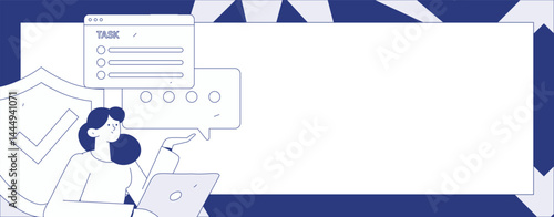 Business network security character flat vector concept operation hand drawn illustration
