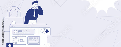 Business network security character flat vector concept operation hand drawn illustration
