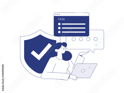 Business network security character flat vector concept operation hand drawn illustration

