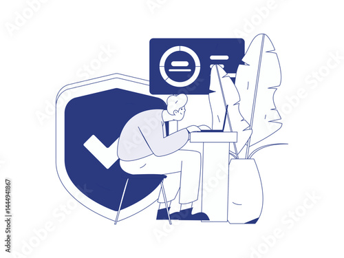 Business network security character flat vector concept operation hand drawn illustration
