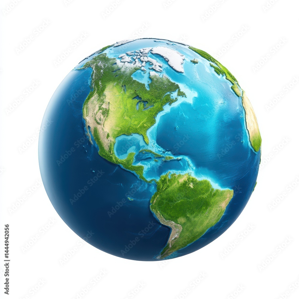 Fototapeta premium Earth globe with continents shown on white background