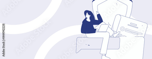 Business network security character flat vector concept operation hand drawn illustration

