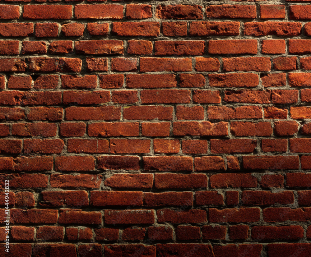 Obraz premium Weathered red brick wall texture with rough surface pattern