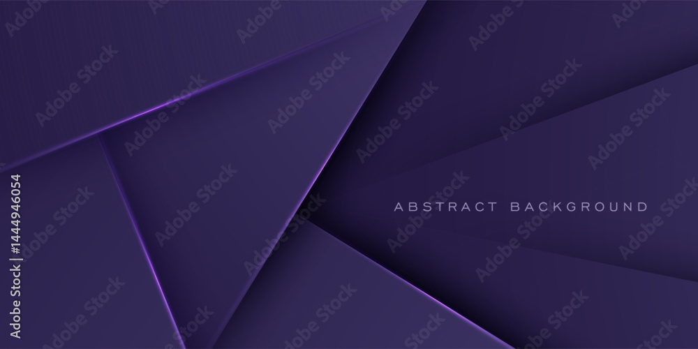 Fototapeta premium Abstract papercut triangle purple background. Simple dark background with shadow and lights pattern. Eps10 vector