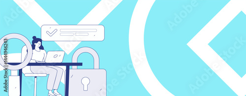 Business network security character flat vector concept operation hand drawn illustration
