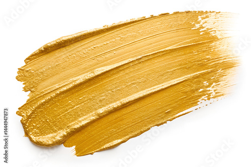 Abstract Gold Paint Texture Swatch Isolated on White Background