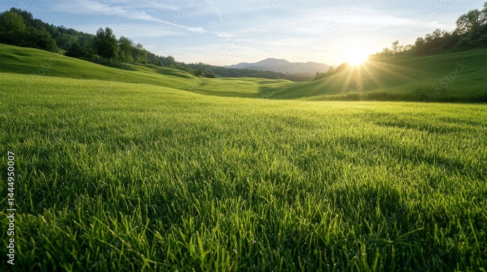 Fototapeta premium Stunning vistas of the countryside offer expansive views of rural landscapes bathed in soft natural light, ideal for travel and nature stock photos with room for text