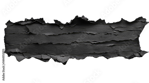 Obraz na płótnie Textured Black Torn Paper Strip with Rough Edges for Creative Backgrounds in Digital and Print Media, Great for Invitations, Flyers, and Artistic Projects w salonie