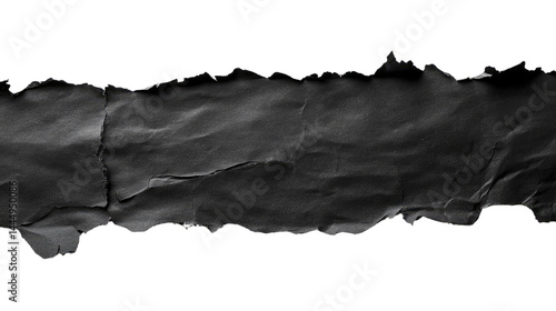 Obraz na płótnie Textured Black Paper Strip with Torn Edges on a Transparent Background Ideal for Creative Designs and Backgrounds in Graphic Projects w salonie