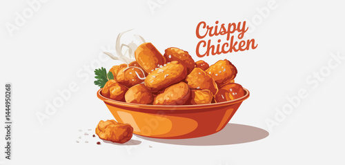 Crispy Fried Chicken Nuggets in Orange Bowl