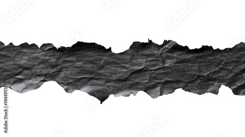 Obraz na płótnie Torn black textured paper strip on a transparent background ideal for graphic design, backgrounds, and artistic projects showcasing creativity and style. w salonie