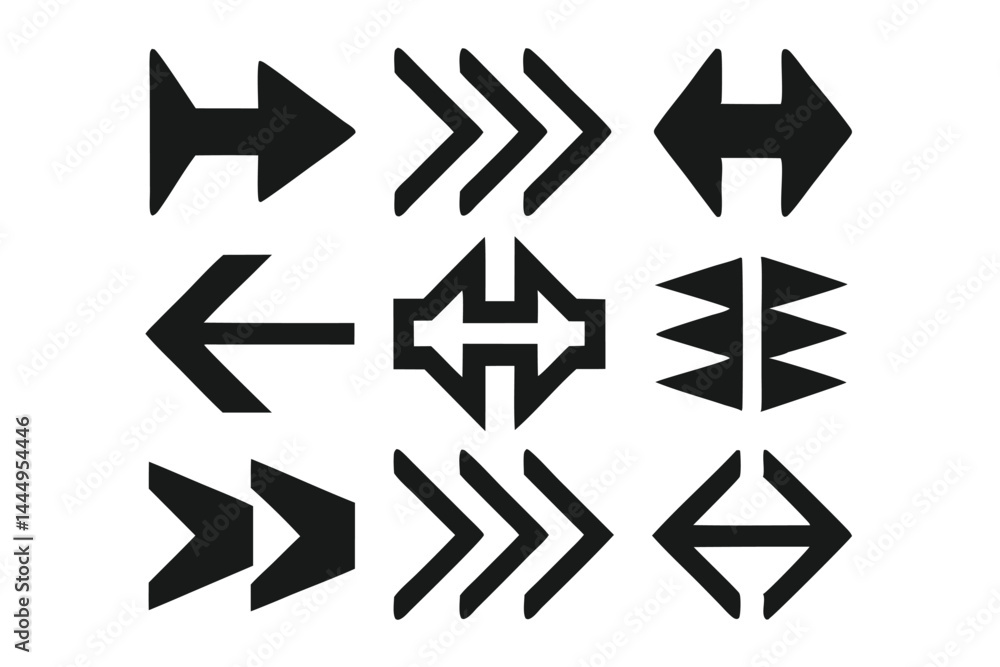 Vector hand drawn arrow icon set Grunge marker line scribbles Handmade curve brush strokes Vector hand drawn arrow icon set Grunge marker line scribbles Handmade curve brush strokes