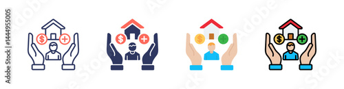 Employee Benefits Multi Style Icon Set Vector 