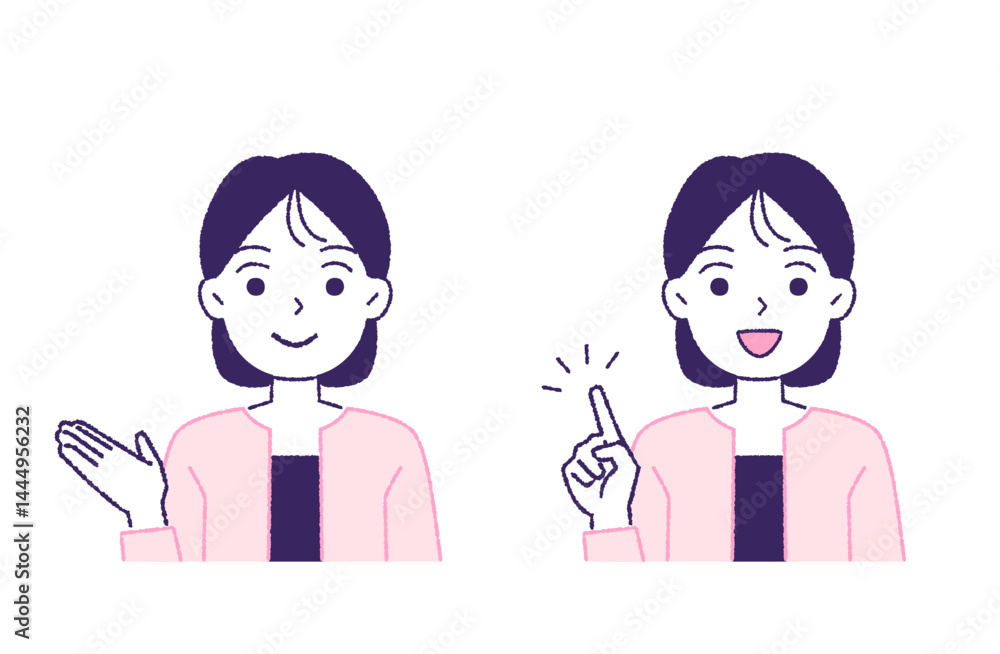 女性スタッフの表情セット(紹介・ポイント) 女性スタッフの表情セット(紹介・ポイント)