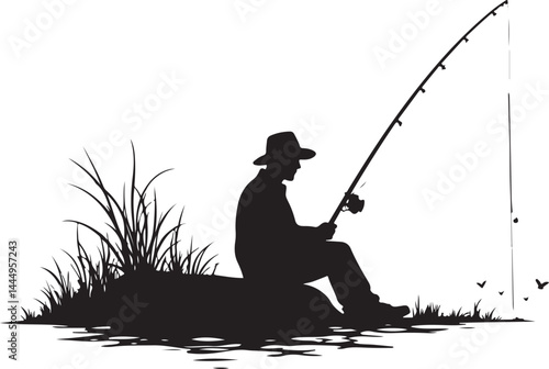 Fishing Silhouette Clipart Bundle Set
